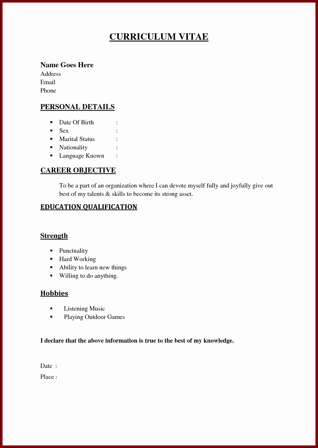 17 Example Of Simple Cv