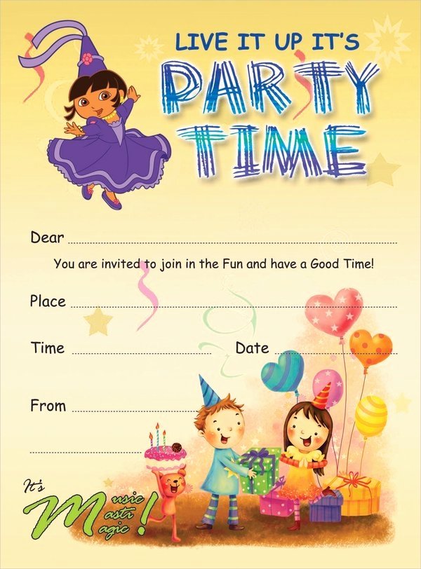 17 Kids Party Invitation Designs &amp; Templates Psd Ai