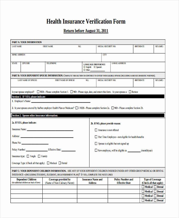 17 Sample Insurance Verification forms