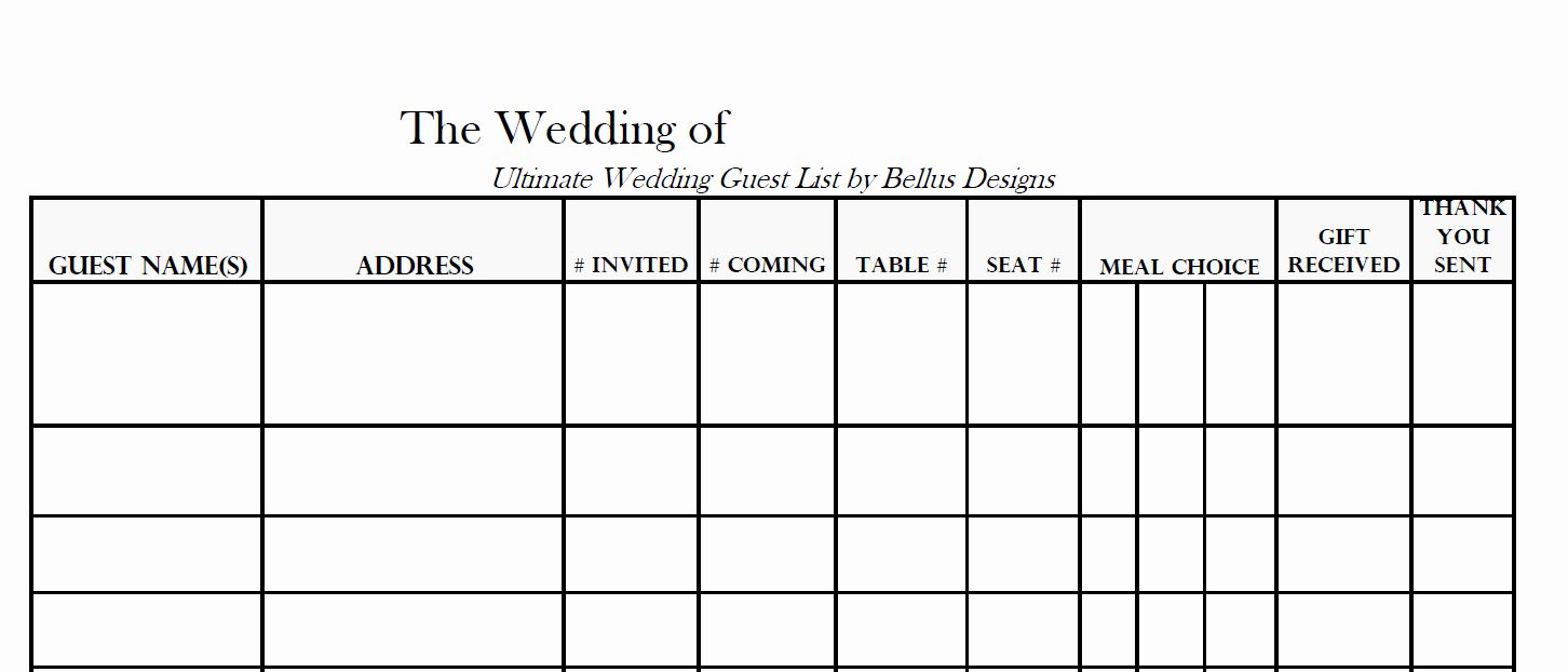 wedding guest list format free