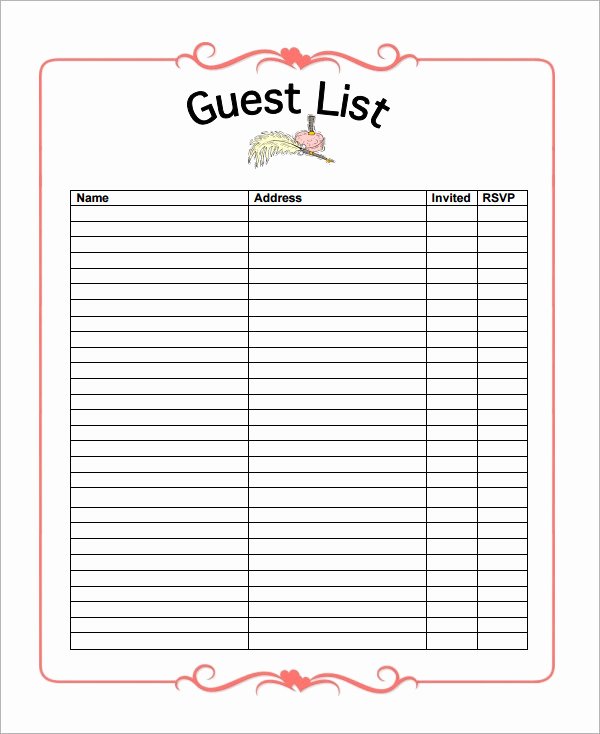 wedding guest list template