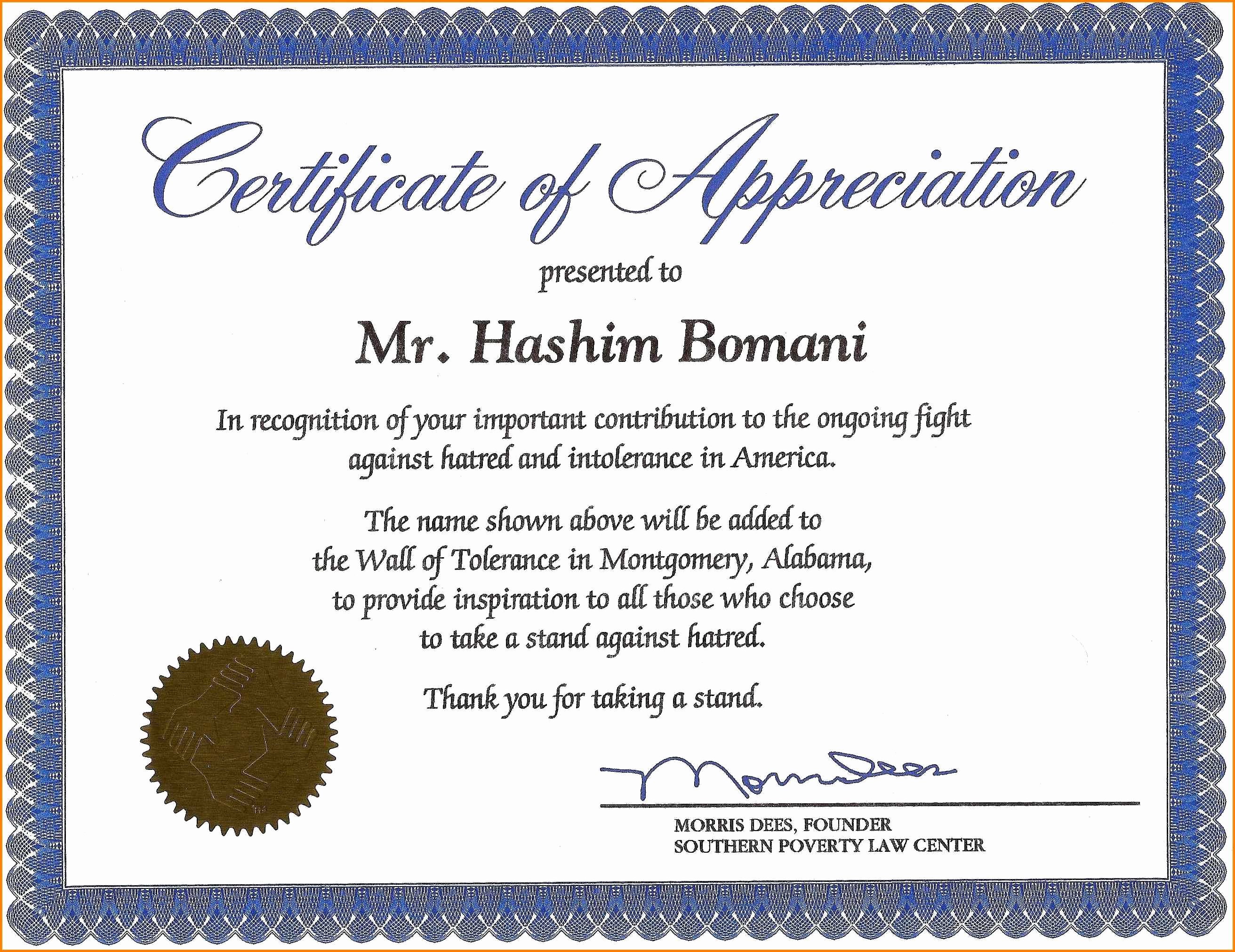 18 Appreciation Certificates Wording