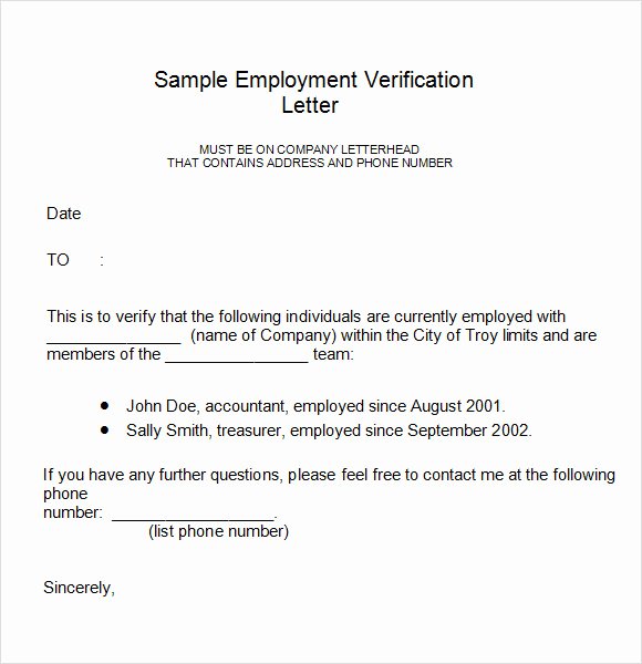 employment verification letter