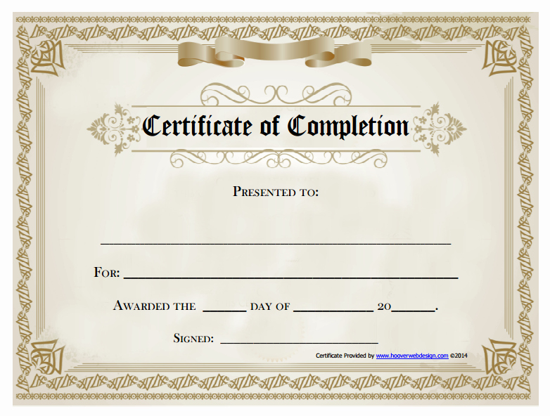18 Free Certificate Of Pletion Templates