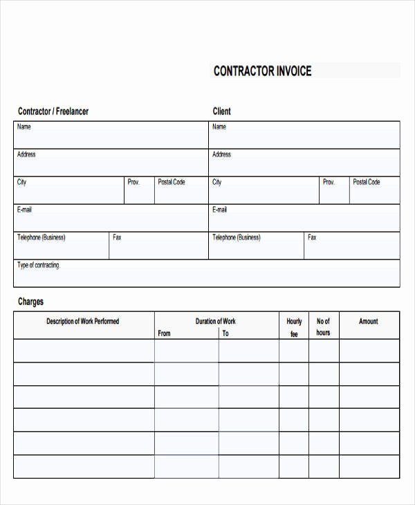 18 Free Contractor Invoice Samples