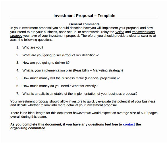 sample investment proposal template