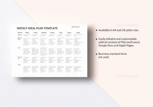 18 Meal Planning Templates – Pdf Excel Word