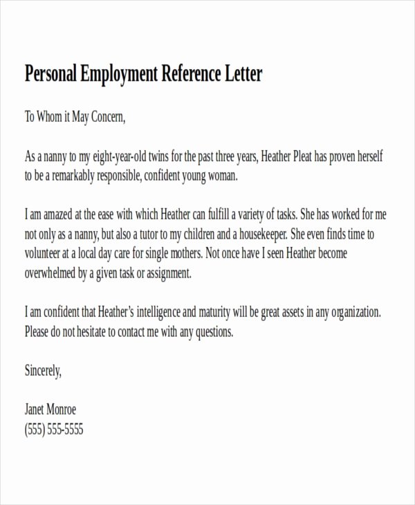 18 Reference Letter Template Free Sample Example