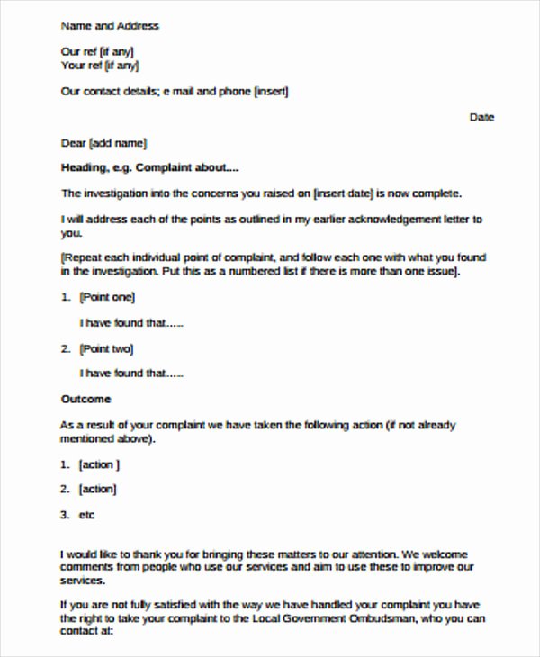 18 Response Letter Template Free Sample Example format