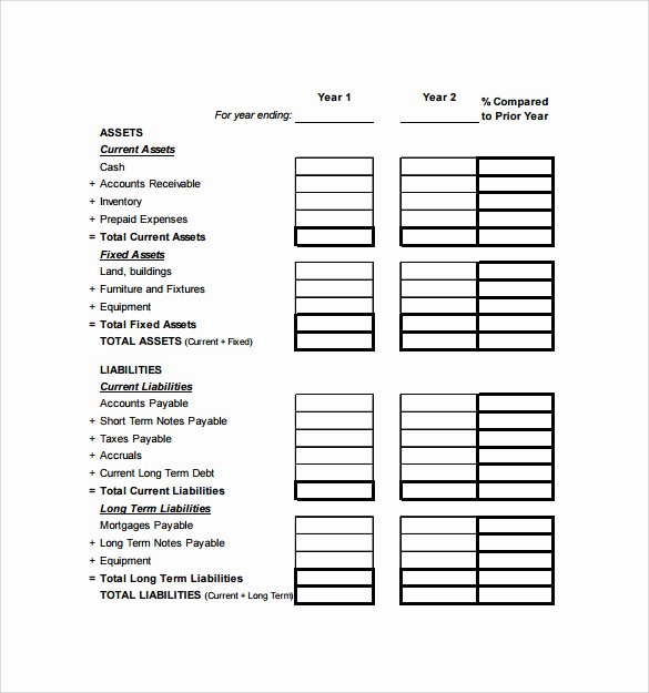 18 Sample Balance Sheets