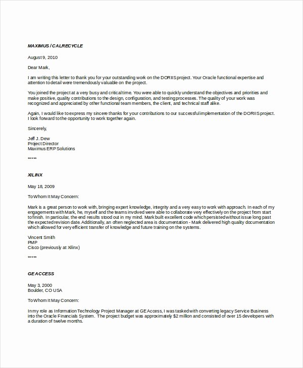 19 Professional Reference Letter Template Free Sample