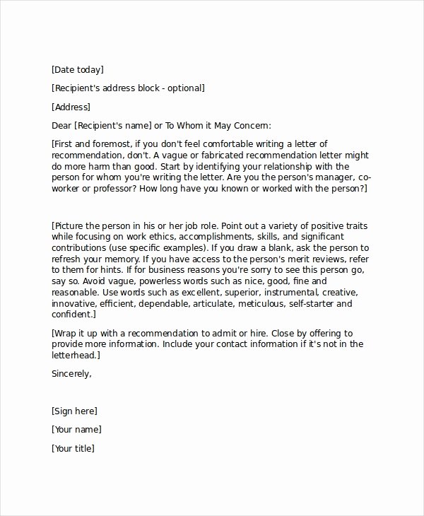 19 Professional Reference Letter Template Free Sample