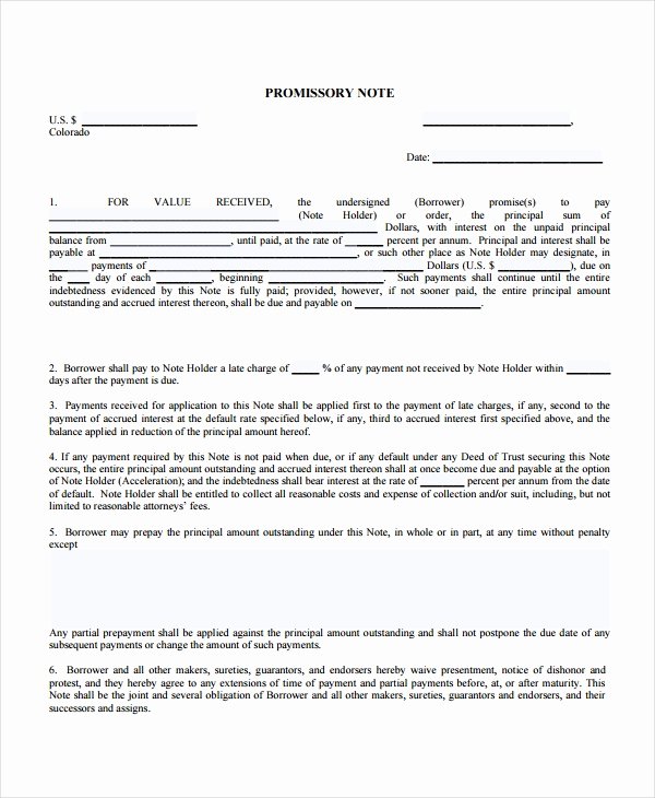 19 Promissory Note Templates Free Sample Example