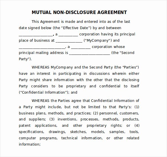 word non disclosure agreement