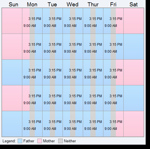 1st 3rd and 5th Weekends Custody &amp; Visitation Schedule