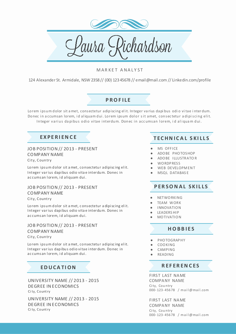 2 in 1 stylish banner word resume