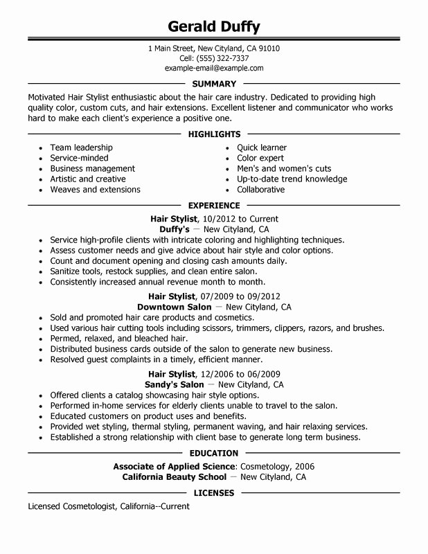 free hair stylist resume templates