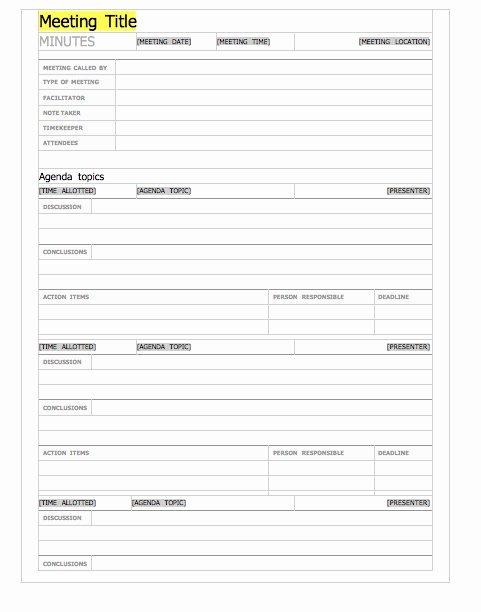 20 Handy Meeting Minutes &amp; Notes Templates Free Template