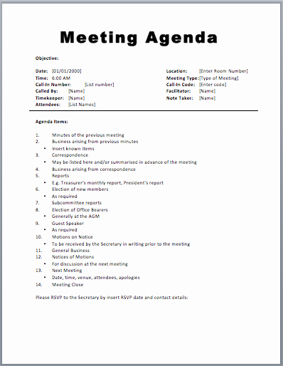 20 Meeting Agenda Templates Word Excel Pdf formats