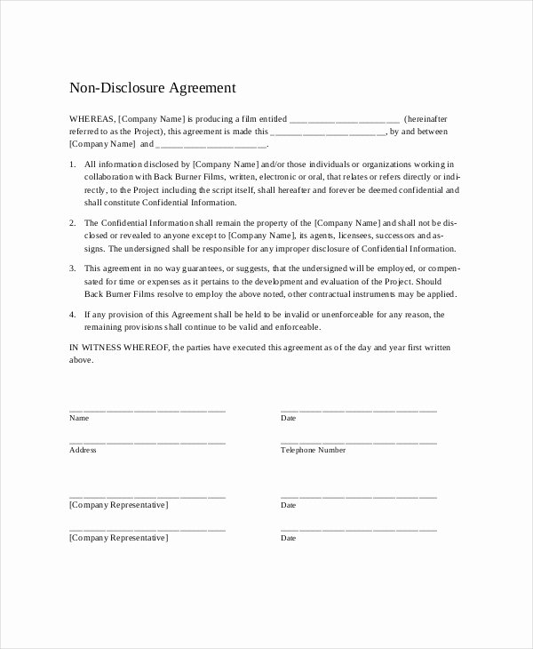 20 Non Disclosure Agreement Templates Doc Pdf
