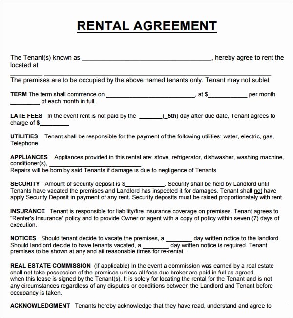 20 Rental Agreement Templates Word Excel Pdf formats
