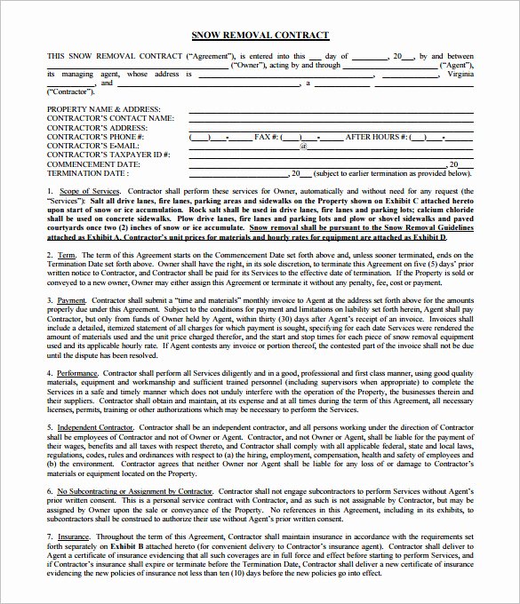 20 Snow Plowing Contract Templates Google Docs Pdf