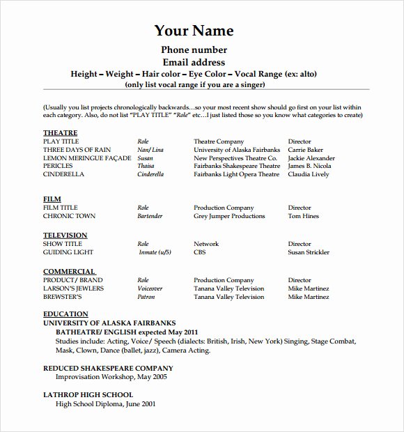 20 Useful Sample Acting Resume Templates to Download