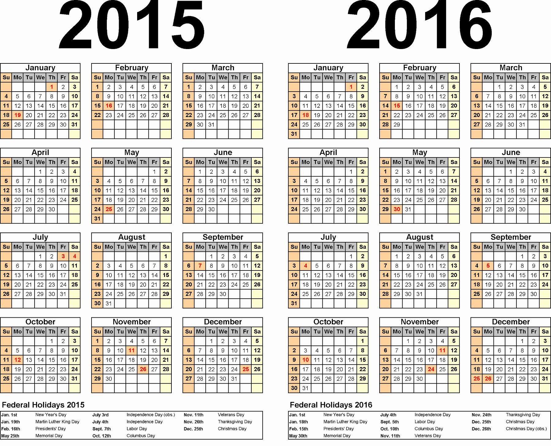 2016 Calendar Printable E Page