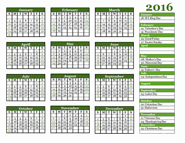 2016 Yearly Calendar Template 06 Free Printable Templates