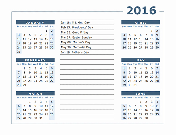 2016 Yearly Calendar Two Page 02 Free Printable Templates