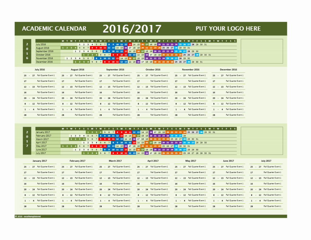 2017 2018 and 2016 2017 School Calendar Templates
