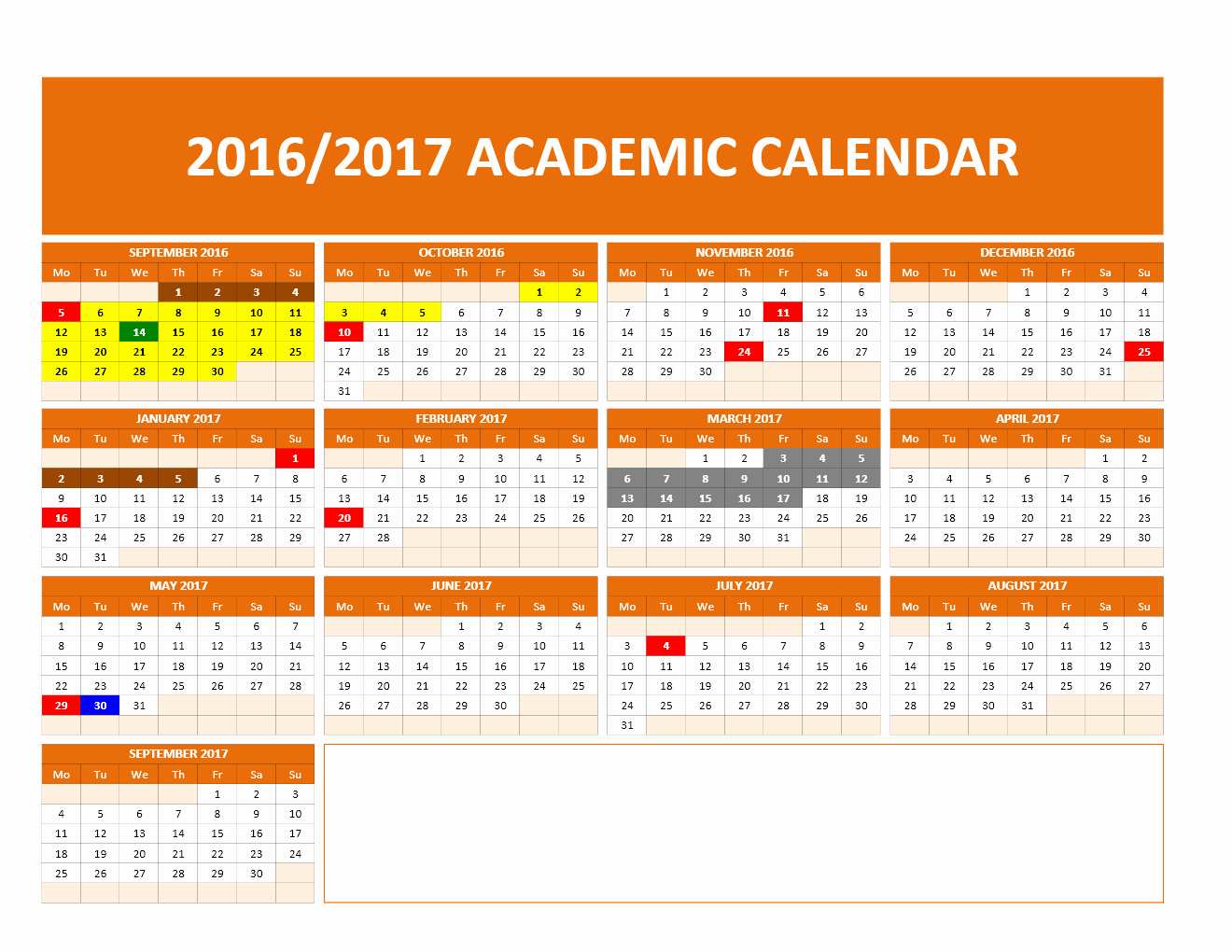 2017 2018 and 2016 2017 School Calendar Templates