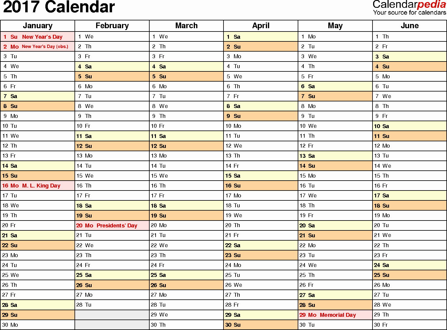 2017 Calendar Download 17 Free Printable Excel Templates