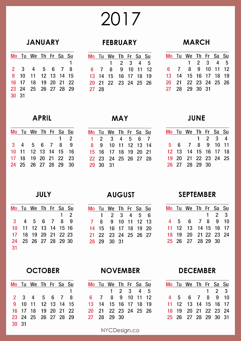 2017 Calendar Printable