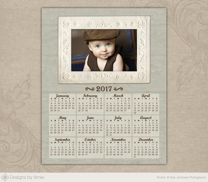 2017 Calendar Template Shop Template 8x10