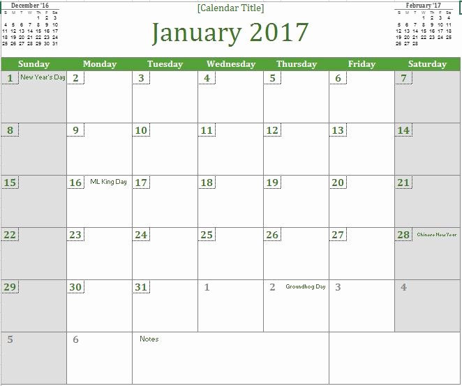 2017 Monthly Calendar