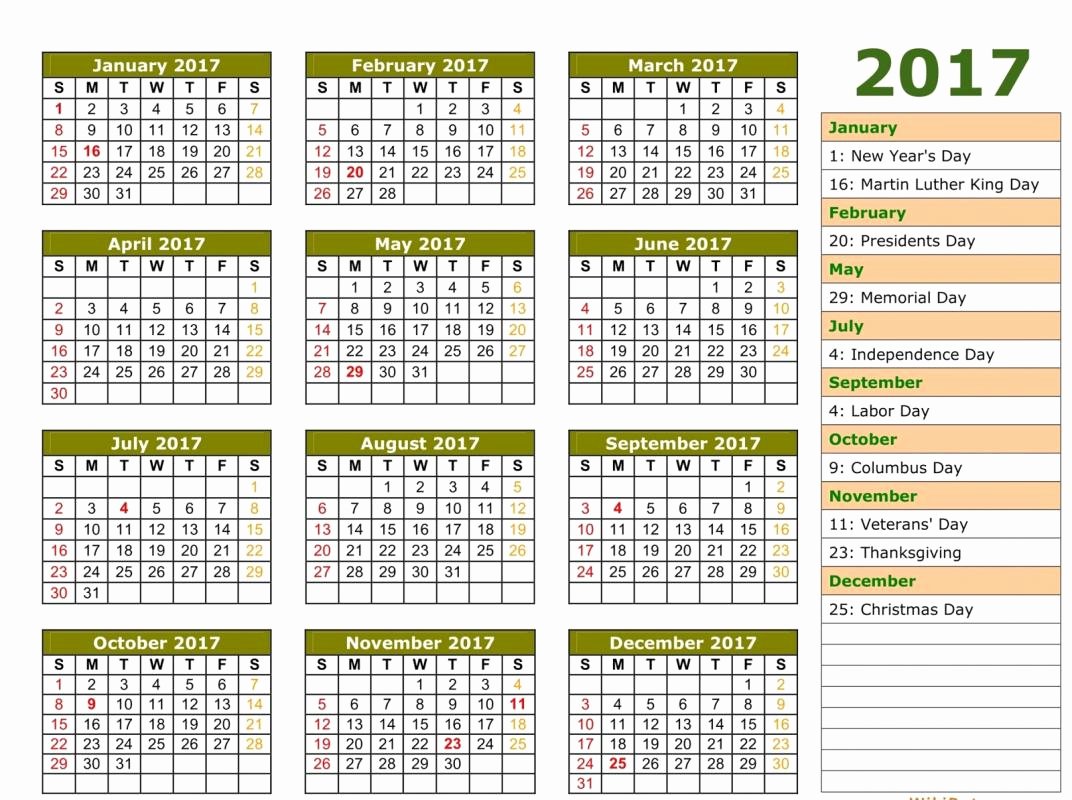 2017 Payroll Calendar Template