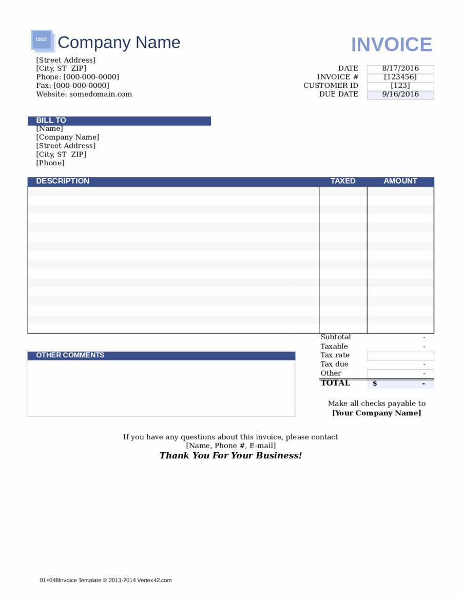 2018 Invoice Template Fillable Printable Pdf &amp; forms