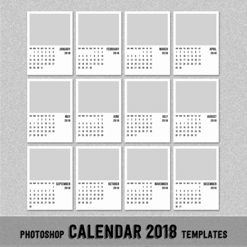 2018 Monthly Calendar Template 5x7&quot; Shop or