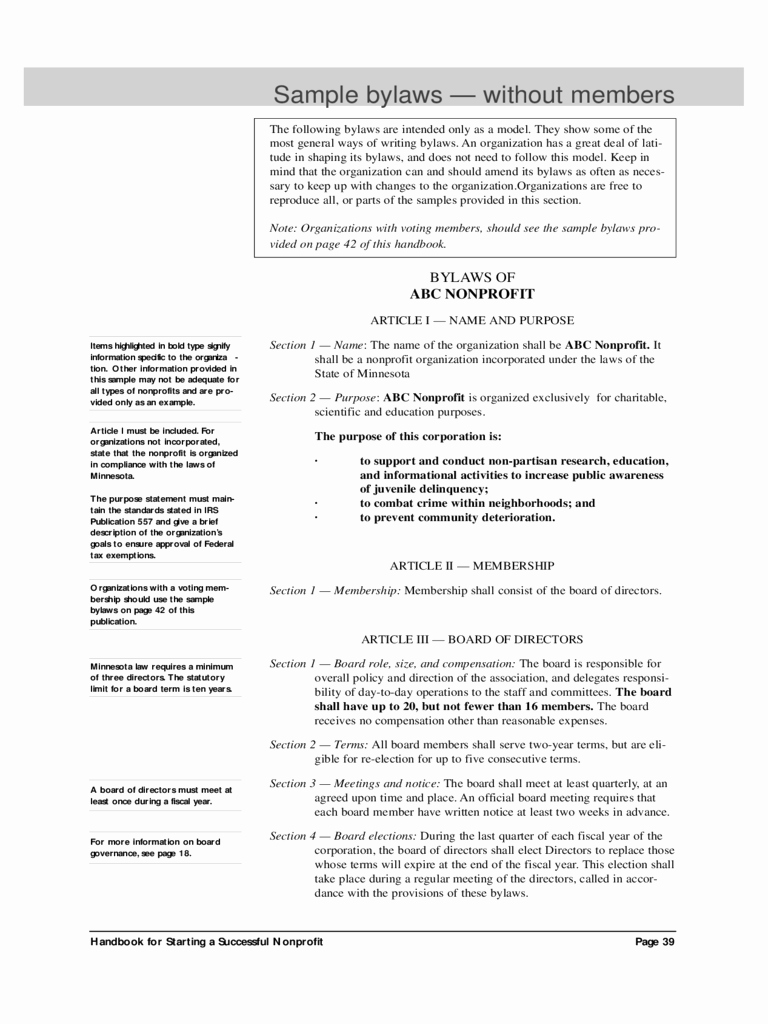 2019 bylaws Template Fillable Printable Pdf &amp; forms