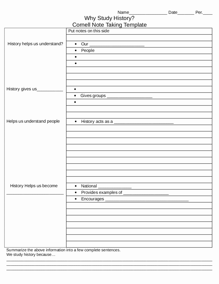 2019 Cornell Notes Template Fillable Printable Pdf