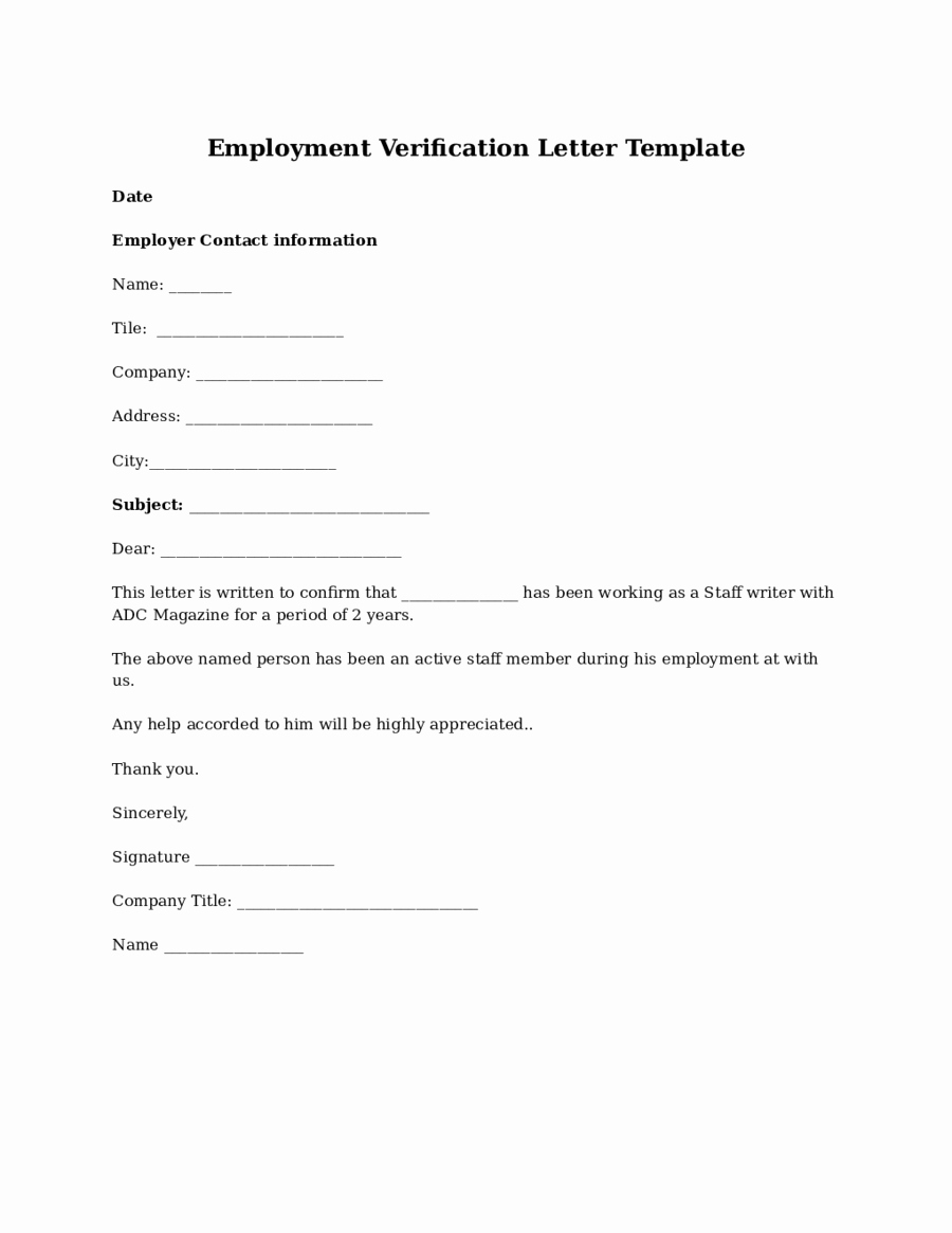 2019 Proof Of Employment Letter Fillable Printable Pdf