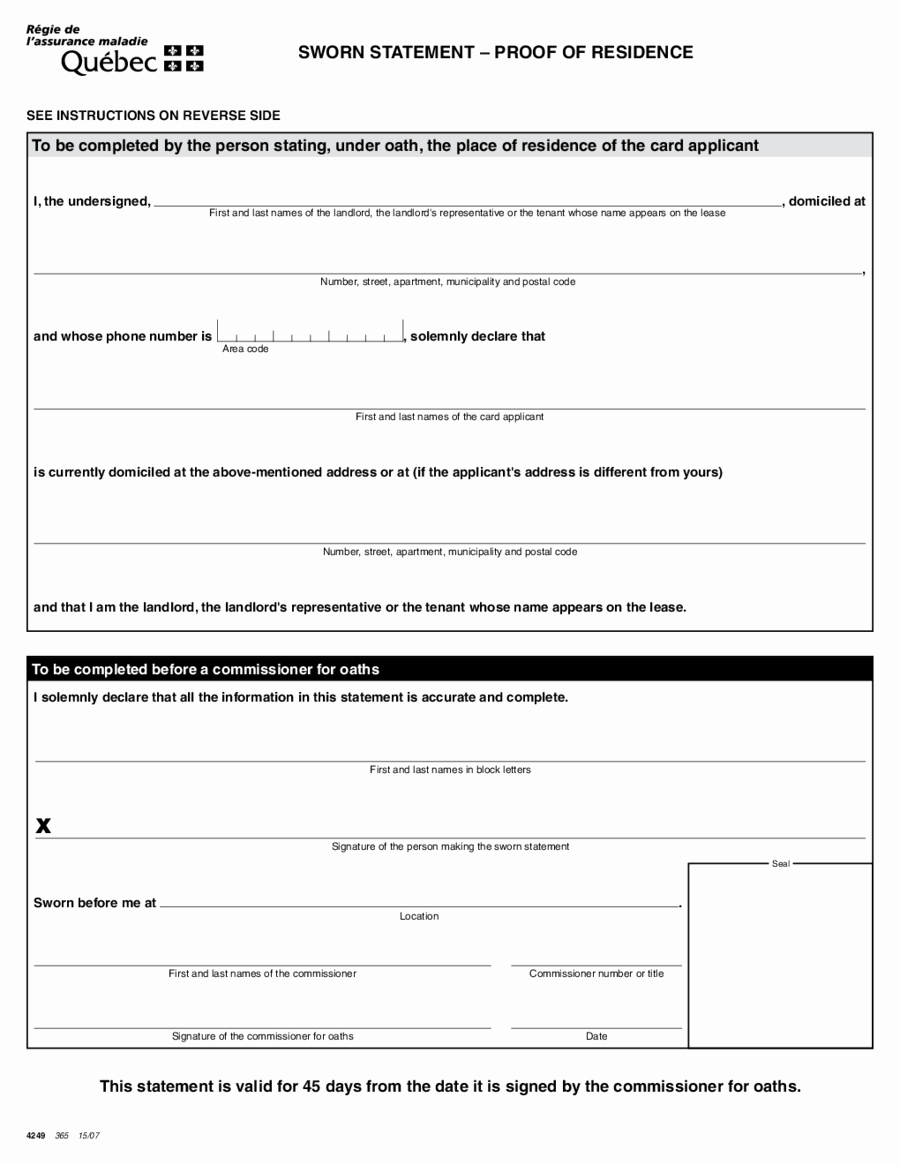 2019 Proof Of Residency Letter Fillable Printable Pdf