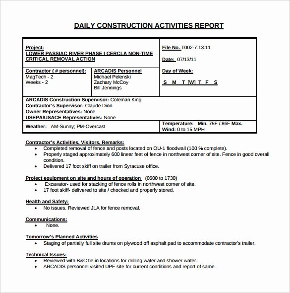 21 Daily Construction Report Templates Pdf Google Docs