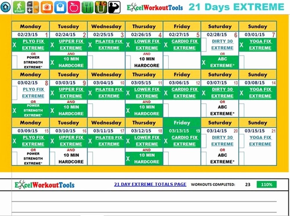 21 Day Fix Meal Plan Template Excel