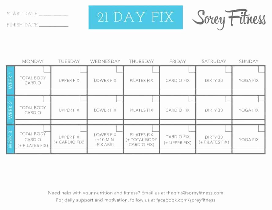 21 Day Fix Workout Schedule Printable and Hybrid Calendars