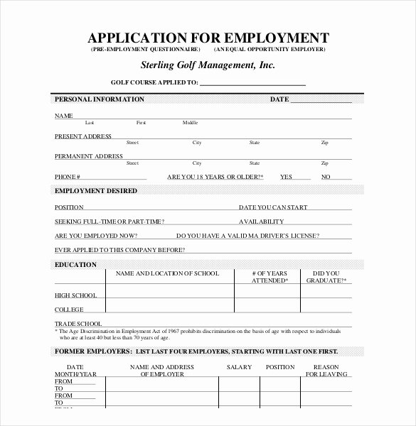 21 Employment Application Templates Pdf Doc