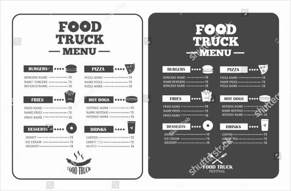 food truck menu templates