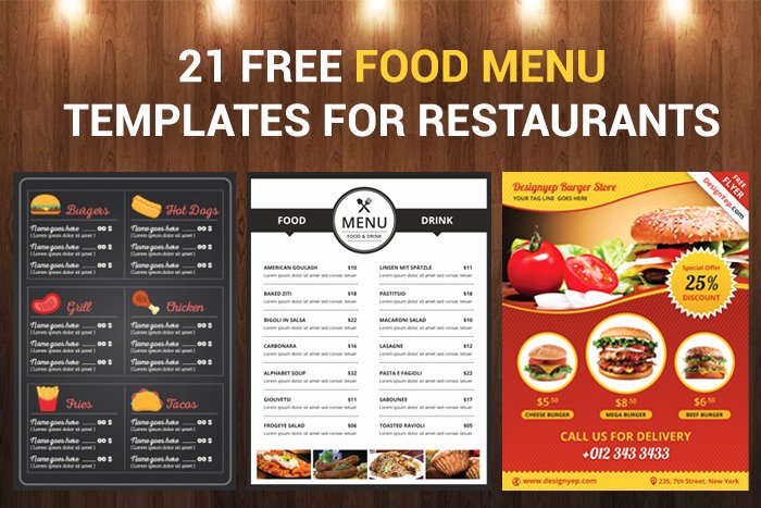 21 Free Food Menu Templates for Restaurants Designyep