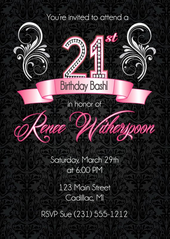21st Birthday Invitation 21st Birthday Party Invitation